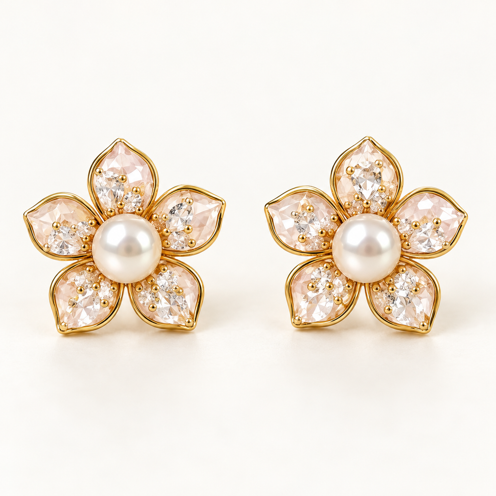 Cherry Blossom pink pearl studs