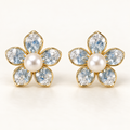 Cherry Blossom ocean blue pearl stud earrings