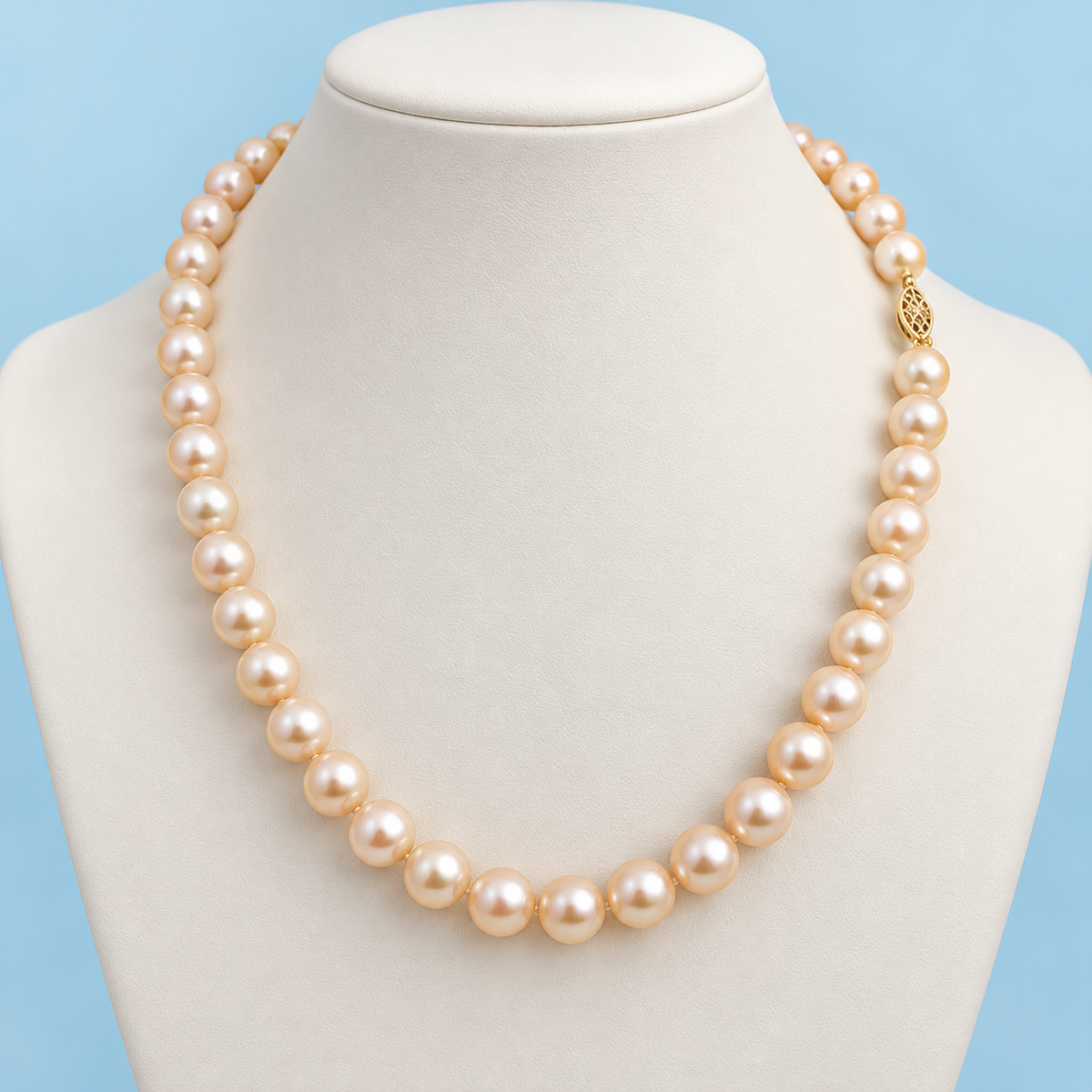 AI product visualization of peach pearl necklace