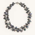 Silver-grey double-strand baroque pearl necklace