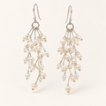 White pearl cascading earrings with sterling silver French hooks