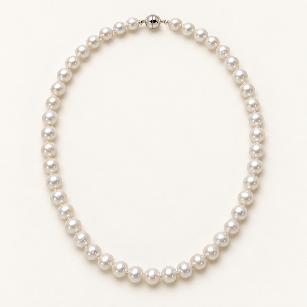 White freshwater pearl necklace with magnetic clasp