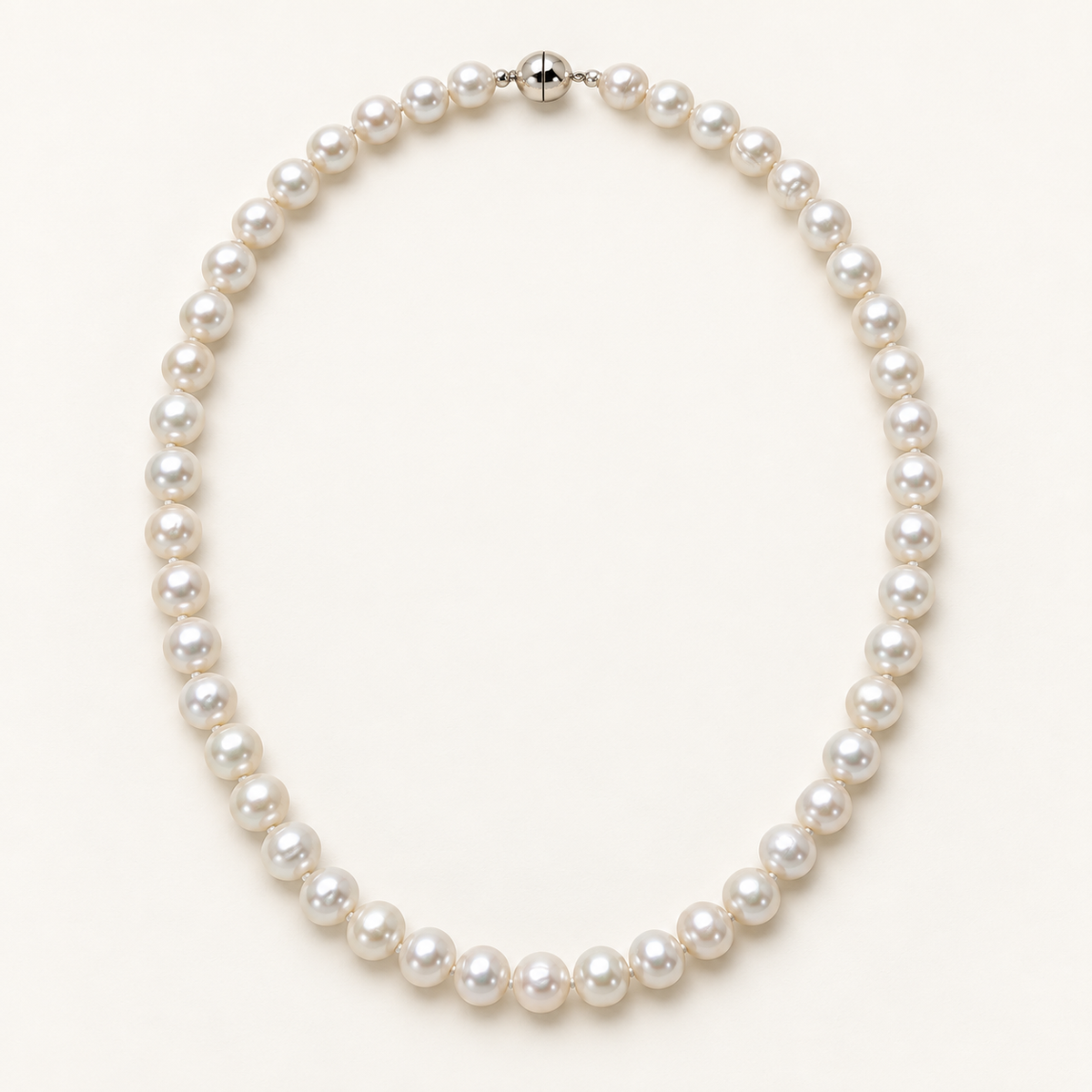 White freshwater pearl necklace with magnetic clasp